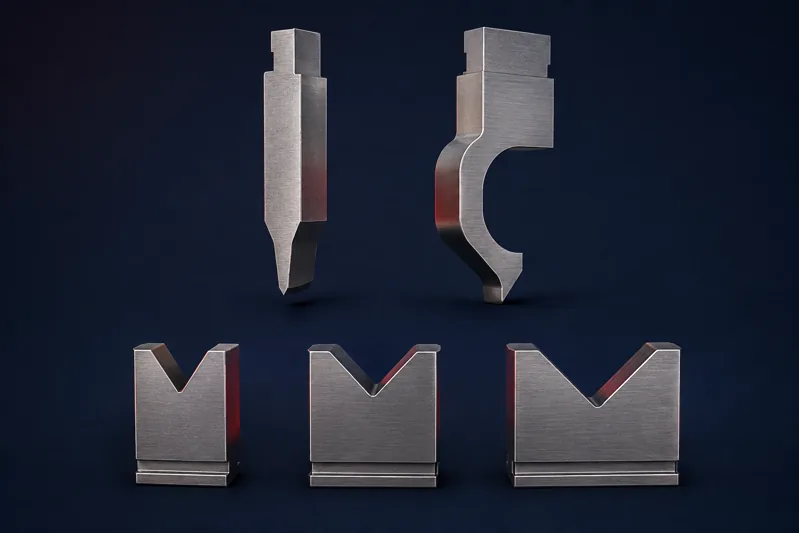 Conceptual straight and gooseneck punches above V-die profiles